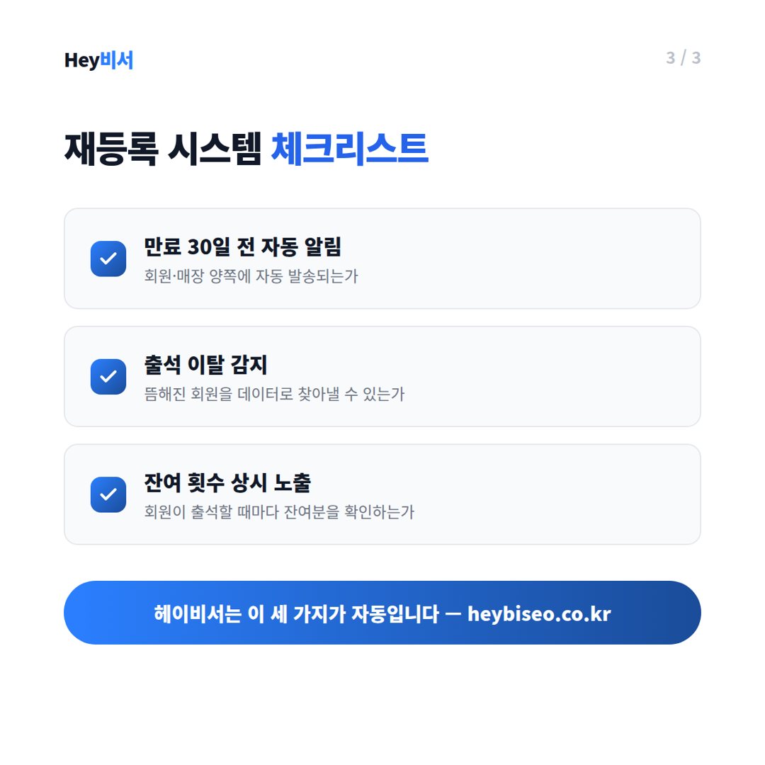 재등록 시스템 체크리스트